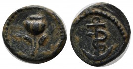 Phrygia, Ankyra. Autonomous issues, 1st - 2nd centuries AD. Æ (13mm, 2.65g). Poppy between two grain ears. / Anchor entwined by serpent. Lindgren I A ...