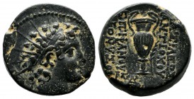 Seleukid Kingdom. Antiochos VI Dionysos, ca.144-142 BC. Æ (20mm, 9.40g). Perhaps Apameia on the Axios mint. Radiate and diademed head right / BAΣIΛEΩΣ...