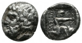 Thrace, Thasos. ca.411-340 BC. AR Drachm (15mm, 3.41g). Bearded head of Dionysos left, wearing wreath of ivy with berries / Herakles kneeling to right...