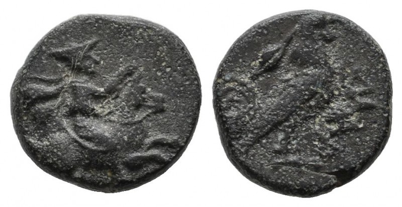 Troas, Dardanos. ca.4th-3rd century BC. Æ (10mm, 1.55g). Horseman right / Cock s...