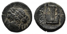Troas, Hamaxitos. 4th century BC. Æ (10mm, 1.37g). Laureate head of Apollo left / ΑΜΑ−ΞΙ either side of lyre. SNG Copenhagen 343; SNG von Aulock -....