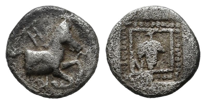 Troas, Skepsis. ca.450 BC. AR Obol (8mm, 0.56g). Homonoia with Neandreia. SKH, f...