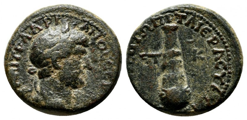Cappadocia, Tyana. Hadrian AD.117-138. Æ (16mm, 4.77g). ΑΥTO ΚΑΙ ΤΡ ΑΔΡΙΑΝΟС СЄB...