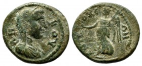 Caria, Antiochia ad Maeandrum. Æ (17mm, 3.91g). Pseudo-autonomous issue struck during the reign of the Antonines, c.AD.96-192. BOVΛH. Veiled and drape...