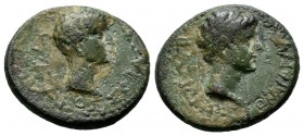 Kings of Thrace. Rhoemetalkes I with Augustus ca.11 BC-AD 12. Æ (17mm, 4.16g). BAΣIΛEΩΣ ΡOIMHTAΛKOΥ. Diademed head of Rhoemetalkes right. / KAIΣAPOΣ Σ...