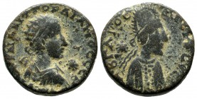 Mesopotamia, Edessa. Gordian III with Abgar X Phraates, AD.238-244. Æ (22mm, 9.96g). AVTOK K M ANT ΓOPΔIANOC CЄB. Radiate, draped and cuirassed bust r...