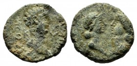 Mysia, Kyzikos. Britannicus, with Octavia and Antonia. 41-55 AD. Æ (12mm, 1.60g). NЄOC ΓЄPMANIKOC / K - Y. Bare head of Britannicus right. / AN OKTA. ...