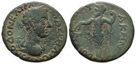 Mysia, Lampsakos. Commodus, AD.180-192. Æ (23mm, 7.14g). Μ ΑΥΡΗΛΙΟΝ ΚΟΜΟΔΟΝ KAI CA. Laureate-headed bust of Commodus wearing cuirass and paludamentum,...