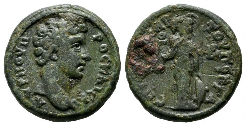 Mysia, Pergamon. Marcus Aurelius (as Caesar) AD.139-161. Æ (17mm, 3.54g). Quarto...