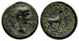 Phrygia, Apameia. Tiberius, AD.14-37. Æ (15mm, 3.98g). Gaios Ioulios Kallikles, magistrate. ΓEPMANIKOΣ KAIΣAP. Bare head of Germanicus right. / IOYΛIO...