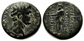 Phrygia, Laodicea ad Lycum. Claudius, AD.41-54. Æ (17mm, 5.32g). Polemonos, the son of Zenonos ( hiereus for the fourth time). Struck AD.50-54. KΛAYΔI...