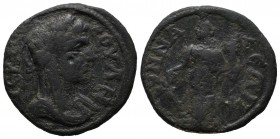 Phrygia, Synnada. Autonomous Issue. ca.1st-2nd centuries AD. Æ (25mm, 5.48g). ΙЄΡΑ ΒΟΥΛΗ. Veiled and draped bust of Boule right. / CYNNA-ΔЄΩN. Tyche s...