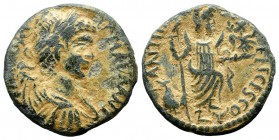Pisidia, Antiochia. Caracalla AD.198-217. Æ (21mm, 4.40g). IMP CAE M AVR ANT. Laureate, draped and cuirassed bust right. / ANTIO-C-H-MENCIS COΛ. Mên s...