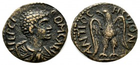 Pisidia, Antiochia. Commodus, AD.177-192. Æ (15mm, 2.68g). IIEPSE COM CAES. Laureate, draped and cuirassed bust right. / ANTIOCH COLON. Eagle standing...