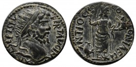 Pisidia, Antiochia. Septimius Severus, AD.193-211. Æ (20mm, 5.51g). IMP SEPT SEV PERT AVG. Radiate head right / ANTIOCH COLONIAE. Mên standing right, ...