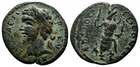 Pisidia, Antiochia. Septimius Severus, AD.193-211. Æ (21mm, 4.98g). IMP CAES L SEP SEV. Draped bust right, hair in horizontal waves, large bun on back...
