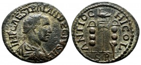 Pisidia, Antiochia. Trajanus Decius, AD.249-251. Æ (23mm, 5.30g). IMP CAES TRAIAN DECIVS AV. Radiate, draped, and cuirassed bust right, seen from behi...