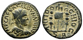 Pisidia, Antiochia. Volusian, AD.251-253. Æ (20mm, 4.60g). IMP CAE RASLLOVNAHI AV, radiate, draped, and cuirassed bust right. / ANTIO-CHIOC. Aquila be...