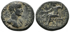 Pisidia, Baris. Hadrian, AD.117-138. Æ (20mm, 6.25g). AYT KAI TΡAIANOC AΔΡIANOC. Laureate heroic bust right, slight drapery on far shoulder. / BAΡH-NΩ...