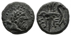 Pisidia, Selge. ca.2nd-1st centuries BC. Æ (12mmm, 2.65g). Head of Herakles right, with club over shoulder. / Σ - Ε - Λ. Thunderbolt and arc terminati...
