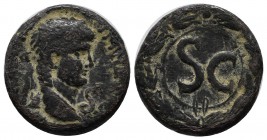 Seleucis and Pieria, Antiochia ad Orontem. Nero, AD.54-68. Æ (20mm, 6.87g). Laureate head right; snake before. / Large S C within circular border with...