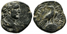 Seleucis and Pieria, Emesa. Antoninus Pius, AD.138-161. Æ (22mm, 7.55g). AYT KAI TI AIΛ AΔΡ ANTΩNEINOC CEB EY. Laureate head right / EMECHNWN. Eagle, ...
