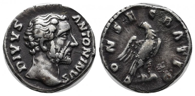 Antoninus Pius (Divus ) AD 161. AR Denarius (16mm, 3.36g). Rome. DIVVS ANTONINVS...