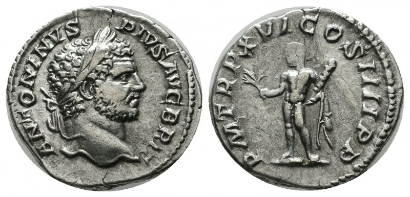 Caracalla, AD.198-217. AR Denarius (18mm, 3.26g). Rome mint. Struck 213 AD. ANTO...