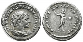 Caracalla, AD.211-217. AR Antoninianus (22mm, 5.13g). Rome. ANTONINVS PIVS AVG GERM. Radiate, draped and cuirassed bust right. / PM TRP XVIII - COS II...