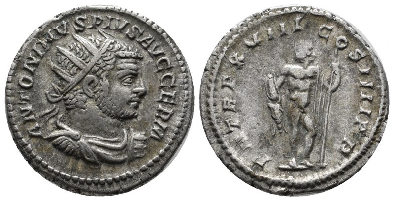 Caracalla, AD.216. AR Denarius (22mm, 4.56g). Rome. ANTONINVS PIVS AVG GERM, lau...