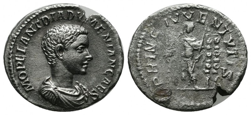 Diadumenian, as Caesar, AD.217-218. AR Denarius (19mm, 2.97g). Rome mint. 2nd em...