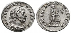 Elagabalus, AD.218-222. AR Antoninianus (18mm, 2.97g). Rome. IMP ANTONINVS PIVS AVG. Laureate, draped and cuirassed bust right, wearing horn. / SACERD...