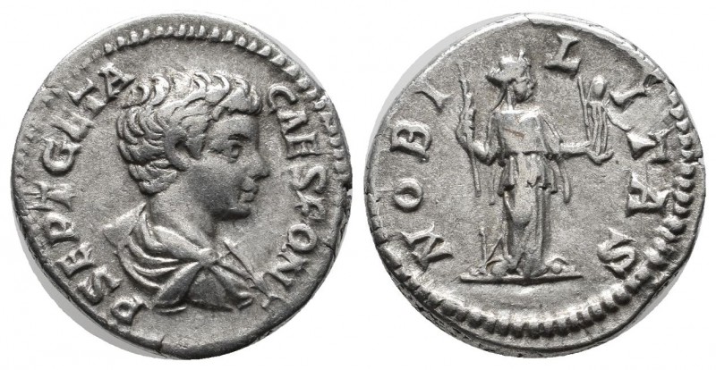 Geta (as Caesar), AD.197-209. AR Denarius (18mm, 3.31g). Rome. P SEPT GETA CAES ...
