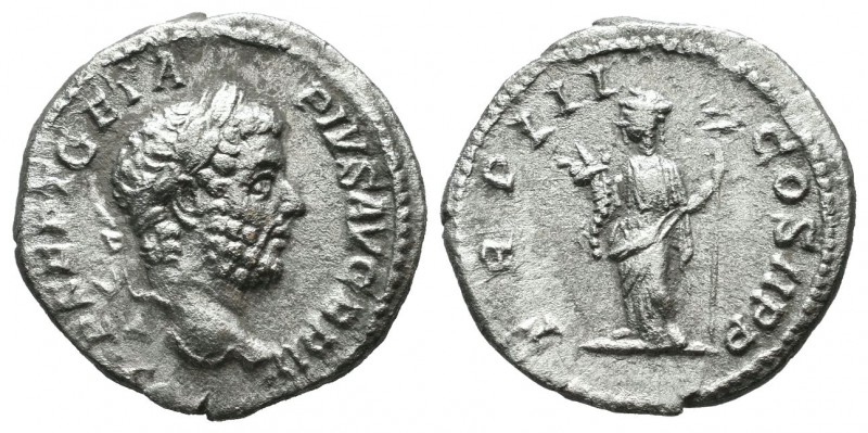 Geta, AD.209-211. AR Denarius (18mm, 2.95g). Rome mint. Struck AD.211. P SEPT GE...