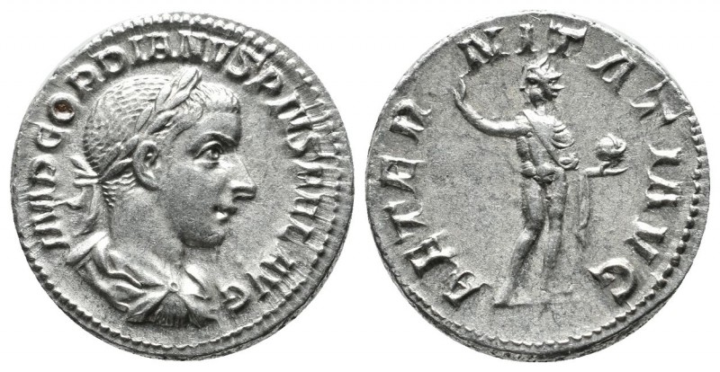 Gordian III AD.238-244. AR Denarius (19mm, 3.30g). Rome. IMP GORDIANVS PIVS FEL ...
