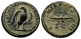 Hadrian, AD.117-138. Æ Quadrans (18mm, 3.82g). Rome. IMP CAESAR TRAIAN HADRIANVS AVG, eagle standing facing, head left / P M TR P COS III around, S C ...