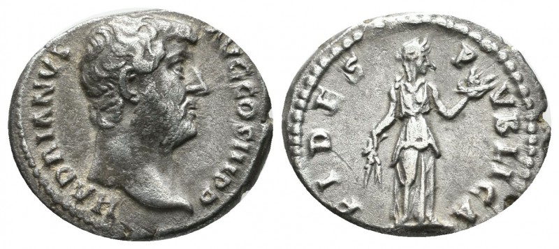 Hadrian, AD.134-138. AR Denarius (18mm, 3.43g). Rome. HADRIANVS AVG COS III P P,...