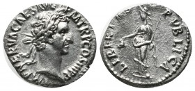 Nerva, AD.96-98. AR Denarius (17mm, 3.05g). Rome. IMP NERVA CAES AVG P M TR P II COS III P P, laureate head right / LIBERTAS PVBLICA, Libertas standin...