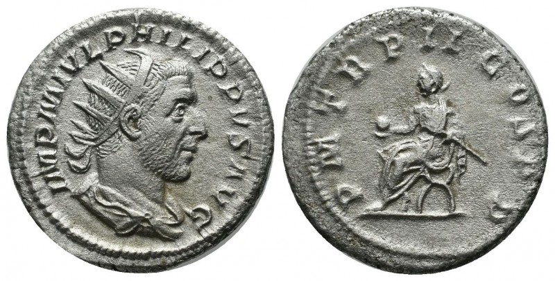 Philip I AD.245. AR Antoninianus (21mm, 3.82g). Rome. IMP M IVL PHILIPPVS AVG. R...