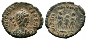 Arcadius, AD.383-408. Æ Half Centenionalis (14mm, 1.57g). Cyzicus mint, 1st officina. D N ARCADI-VS P F AVG. Pearl-diademed, draped and cuirassed bust...