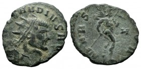 Claudius II Gothicus, AD.268-270. Æ Antoninianus (18mm, 2.47g). Rome mint. IMP C CLAVDIVS AVG. Radiate and cuirassed bust right. / MARS V-LTOR. Mars a...
