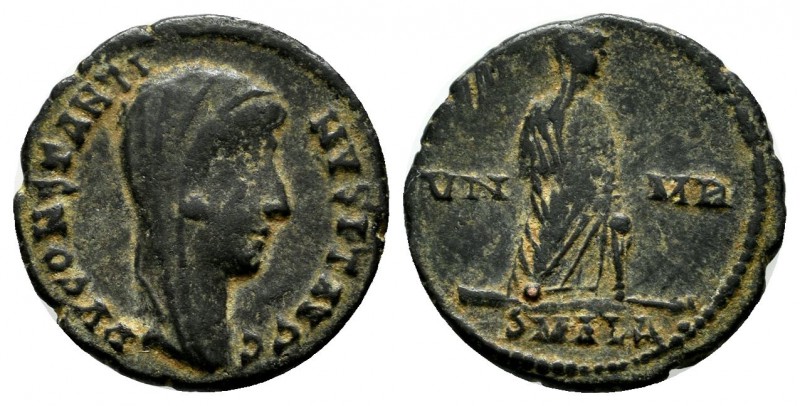 Constantine I. AD.347-348. Æ Half Nummus (15mm, 1.48g). Alexandria. DV CONSTANTI...