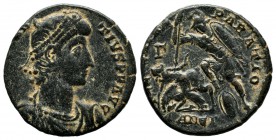 Constantius II AD. 337-361. Æ Centenionalis (21mm, 4.84g). Antiochia mint. DN CONSTANTIVS PF AVG. Pearl-diademed, draped and cuirassed bust right. / F...