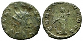 Gallienus, AD.253-268. Æ Antoninianus (17mm, 2.85g). GALLIENVS AVG. Radiate head right. / FORTVNA REDVX. Fortuna standing facing, head left, holding c...