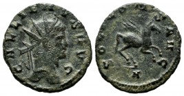 Gallienus, AD.253-268. Æ Antoninianus (20mm, 2.98g). Rome mint, struck AD.267/8. GALLIENVS AVG. Radiate head of Gallienus right. / SOLI CONS AVG. Pega...