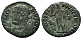 Licinius II (as Caesar), AD.317-320. Æ Nummus (17mm, 3.44g). Antiochia mint, 8th officina. IMP LICINIVS AVG. Laureate and draped bust left, holding ma...