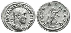 Maximinus I Thrax. AD 235-238. AR Denarius (19mm, 4.45g). Rome. IMP MAXIMINVS PIVS AVG. Laureate, draped and cuirassed bust right / VICTORIA AVG, Vict...