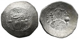 Alexius I Comnenus, AD 1081-118. Billon-Aspron Trachy (24mm, 4.28g). Constantinople. IC - XC. Christ Pantokrator seated facing. / AΛEΞIW ΔECΠ. Facing ...