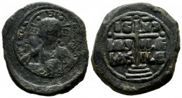 Anonymous (attributed to Romanus III). ca.1028-1034 AD. Æ (21mm, 17.52g). Anonymous Class B. Constantinople mint. +ЄΜΜΑΝΟΩΗΑ, bust of Christ facing, n...