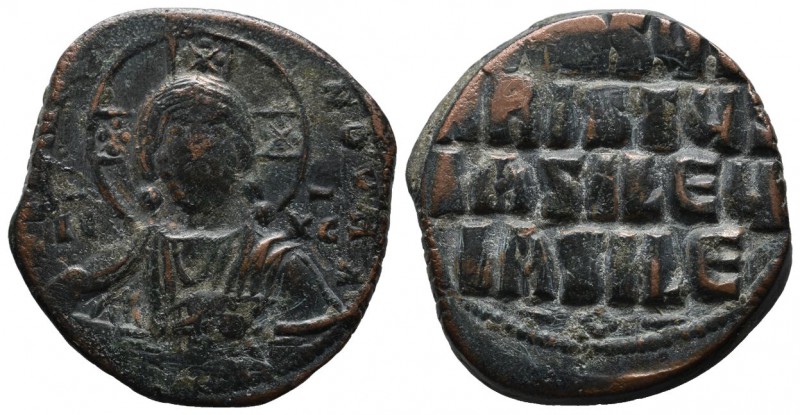 Basil II Bulgaroktonos, with Constantine VIII AD.976-1025. Æ Follis (28mm, 10.53...